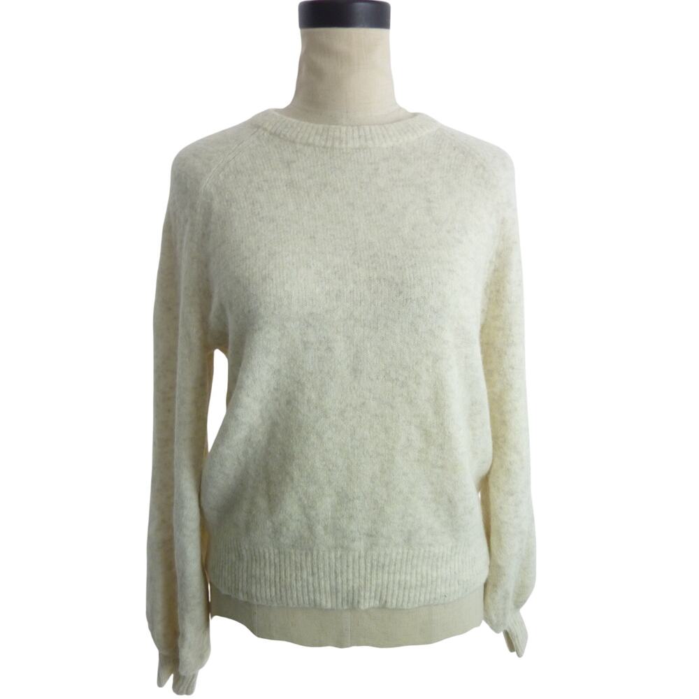 Wilfred Reformation Sweater S Ivory Beige Cashmere Wool Blend Crew Neck Pullover
